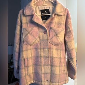 Hollister Women's Pastel Plaid Teddy Jacket
